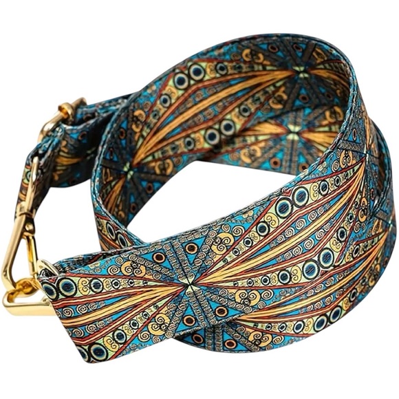 NEW Peacock Blue Patterned Adjustable Purse Strap - Picture 4 of 4
